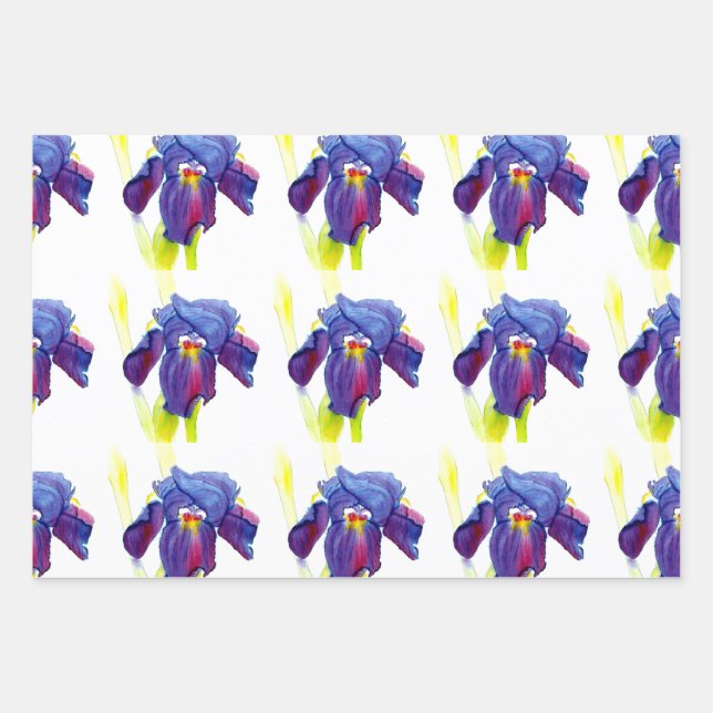 Lila Iris Gift Wrap Geschenkpapier Set (Vorderseite)