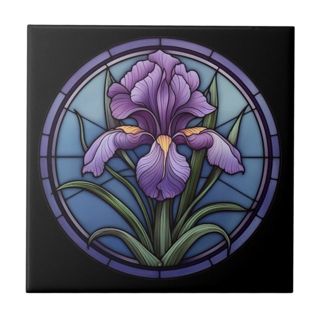 Lila Iris-Hartglas Fliese (Vorderseite)