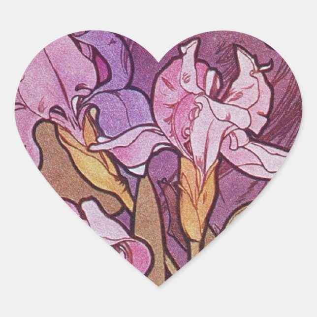 Lila Iris Herz-Aufkleber (Vorderseite)