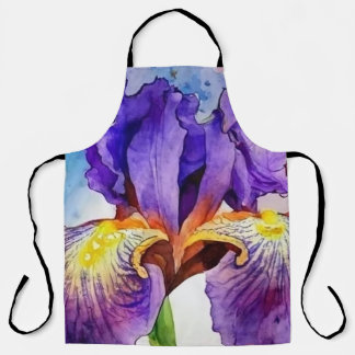 Lila Iris in Wasserfarbe Schürze