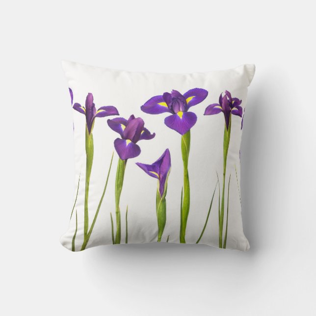 Lila Iris - Iris-Blume kundengebundene Schablone Kissen (Vorderseite)