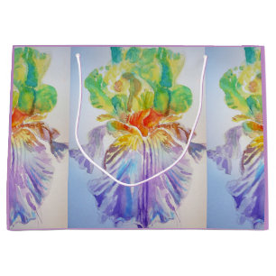 Lila Iris Irish Floral Watercolor Geschenktasche Große Geschenktüte