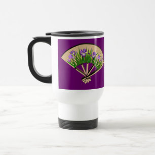 Lila Iris-japanische Fan-Entwurfs-Reise-Tasse Reisebecher
