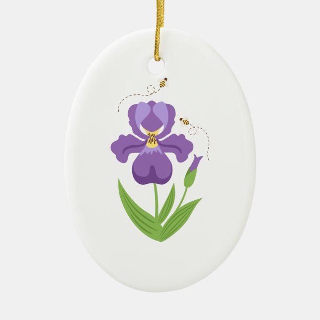 Lila Iris Keramikornament (Vorne)