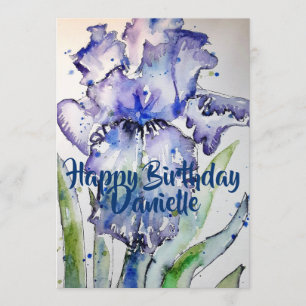 Lila Iris Kunst Aquarell Geburtstagseinladung Einladung