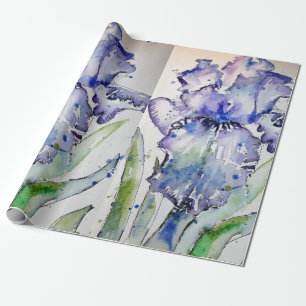 Lila Iris löst Blume Watercolor Wrapping Geschenkpapier