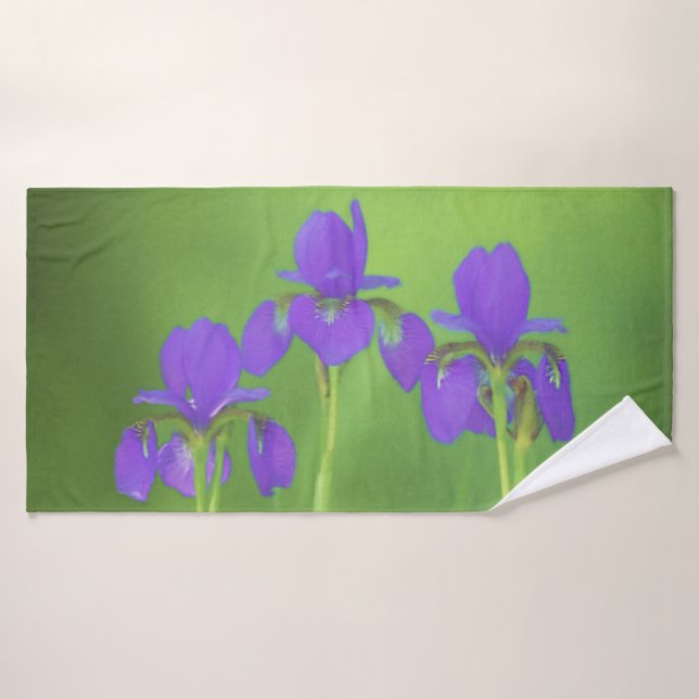 Lila Iris-Malerei - Original Blume Kunst Badhandtuch Set (Badehandtuch)
