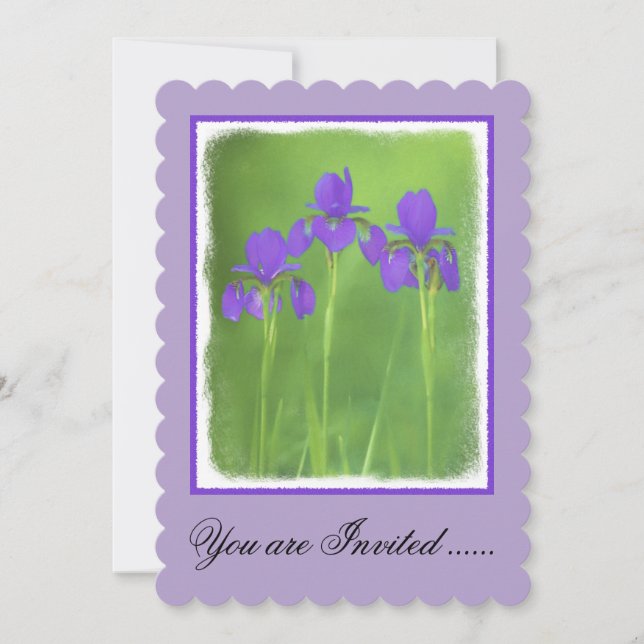 Lila Iris-Malerei - Original Blume Kunst Einladung (Vorderseite)