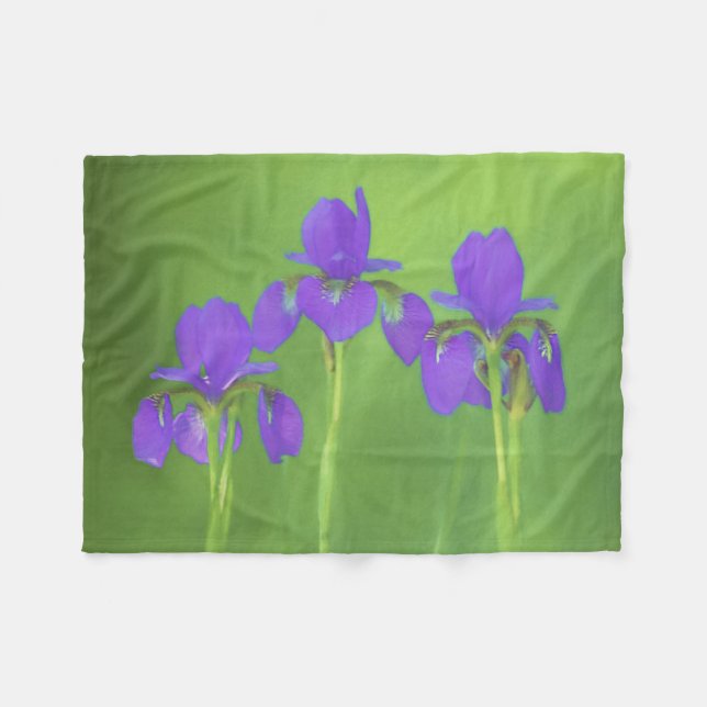 Lila Iris-Malerei - Original Blume Kunst Fleecedecke (Vorderseite (Horizontal))