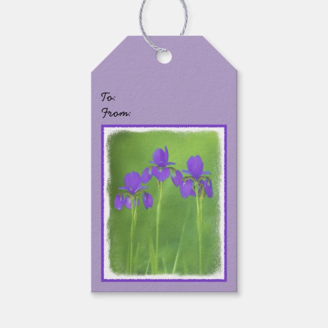 Lila Iris-Malerei - Original Blume Kunst Geschenkanhänger (Vorderseite)