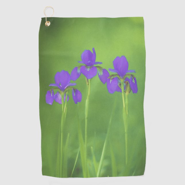 Lila Iris-Malerei - Original Blume Kunst Golfhandtuch (Vorderseite)