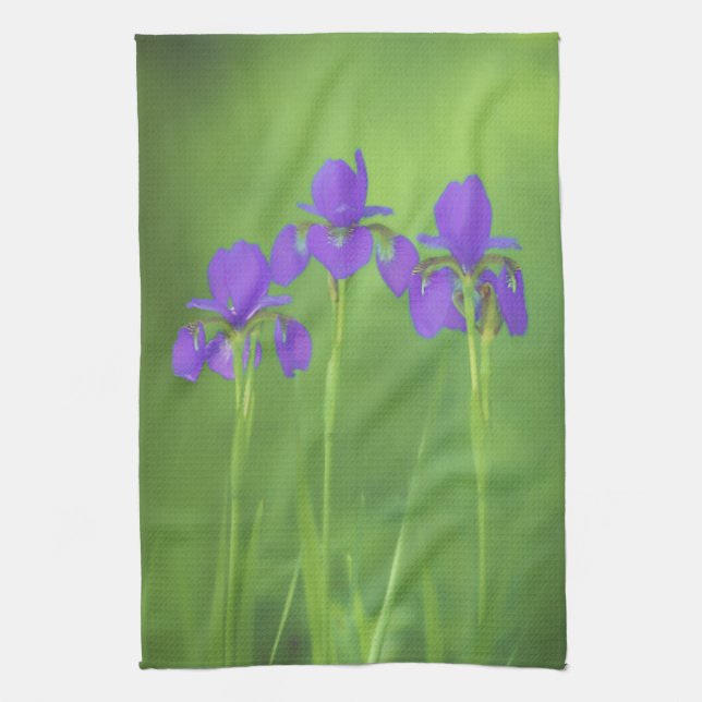 Lila Iris-Malerei - Original Blume Kunst Handtuch (Vertikal)