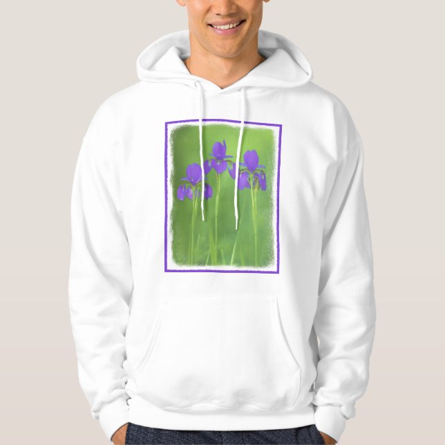 Lila Iris-Malerei - Original Blume Kunst Hoodie (Vorderseite)