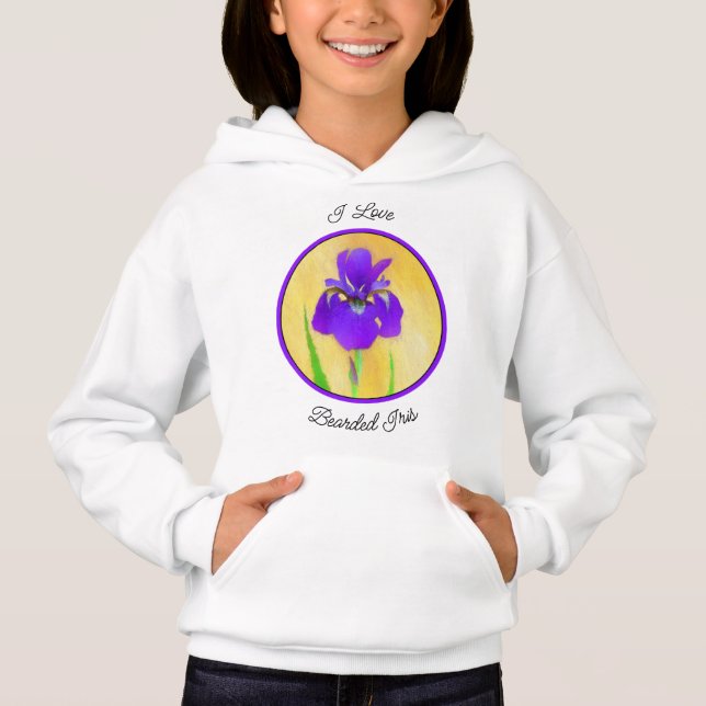 Lila Iris-Malerei - Original Blume Kunst Hoodie (Vorderseite)