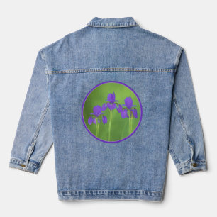 Lila Iris-Malerei - Original Blume Kunst Jeansjacke