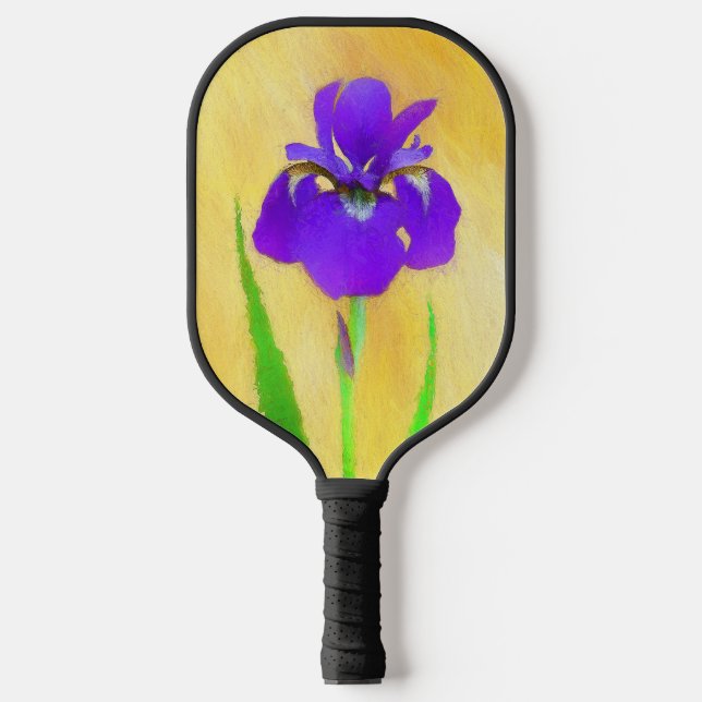 Lila Iris-Malerei - Original Blume Kunst Pickleball Schläger (Vorderseite)