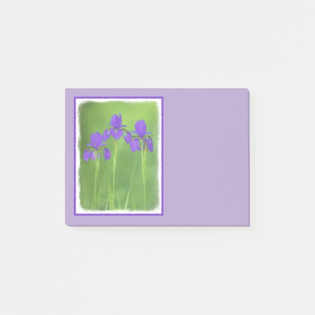 Lila Iris-Malerei - Original Blume Kunst Post-it Klebezettel (Vorderseite)