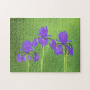Lila Iris-Malerei - Original Blume Kunst Puzzle