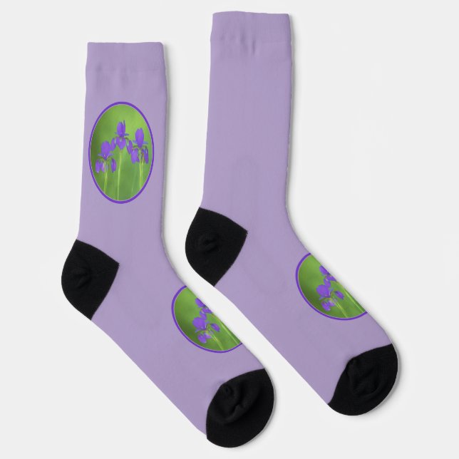 Lila Iris-Malerei - Original Blume Kunst Socken (Rechts)