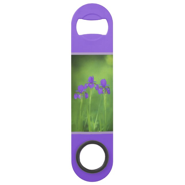 Lila Iris-Malerei - Original Blume Kunst Speed Flaschenöffner (Vorderseite)