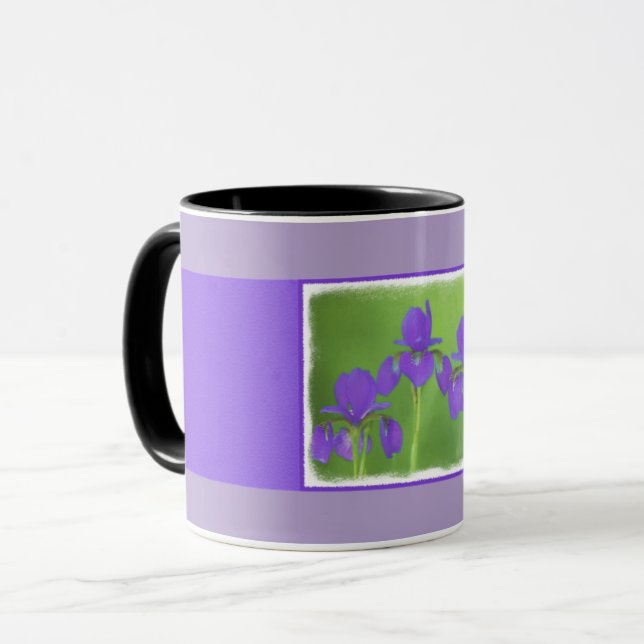Lila Iris-Malerei - Original Blume Kunst Tasse (Vorderseite Links)