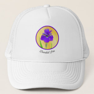 Lila Iris-Malerei - Original Blume Kunst Truckerkappe