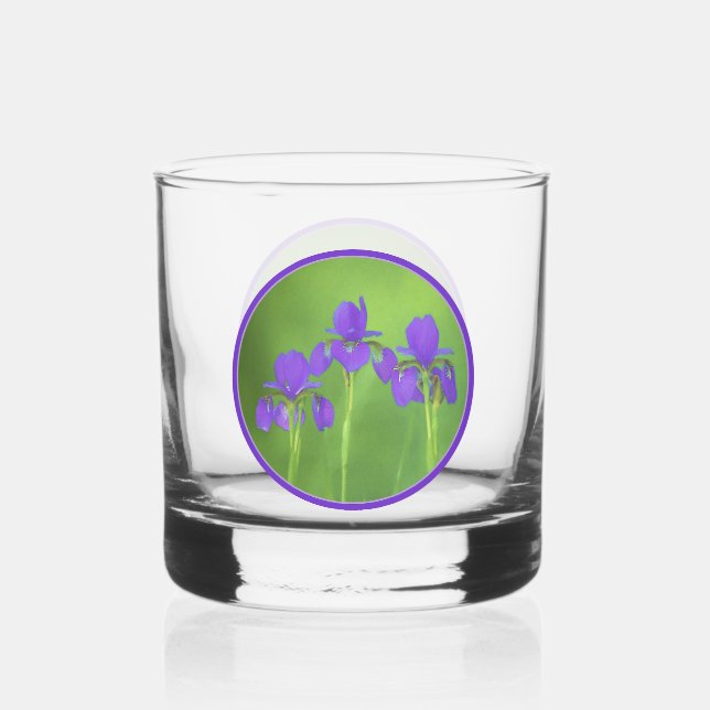 Lila Iris-Malerei - Original Blume Kunst Whiskyglas (Vorderseite)