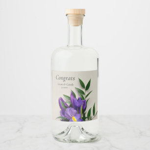 Lila Iris mit Blätter Alkoholflaschenetikett