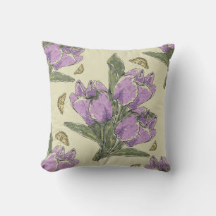 Lila Iris & Monarch Butterfly Kissen