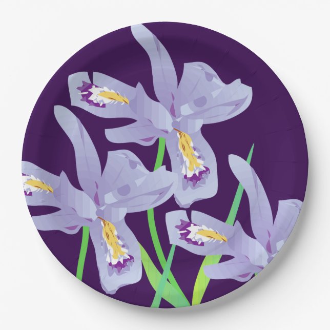 Lila Iris Paper Party Teller (Vorderseite)