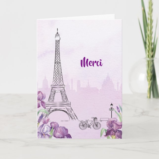 Lila Iris Paris Vielen Dank Karte (Vorderseite)