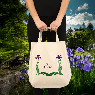 Lila Iris Personalisiert Tragetasche