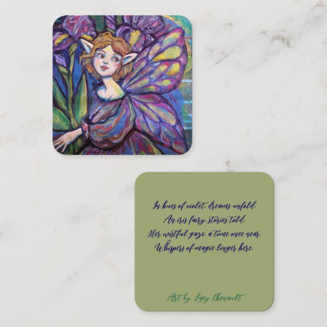 Lila Iris Pixie Girl Begleitkarte (Vorne/Hinten)