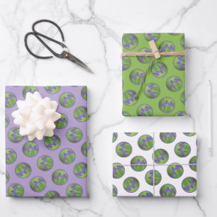 Lila Iris Trio Malerei Original Blume Kunst Geschenkpapier Set