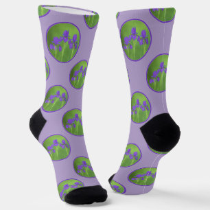 Lila Iris Trio Malerei Original Blume Kunst Socken