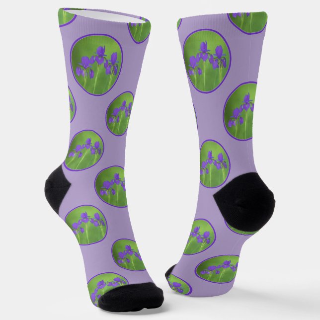 Lila Iris Trio Malerei Original Blume Kunst Socken (Gewinkelt)