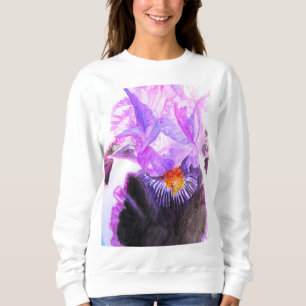 Lila Iris-Wasserfarben-Blume Florale Geburtstag Sweatshirt