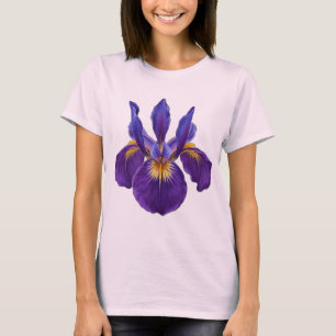 Lila Iris-Wasserfarben-Blumen-T-Shirt Elegantes T-Shirt