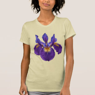 Lila Iris-Wasserfarben-Blumen-T-Shirt T-Shirt
