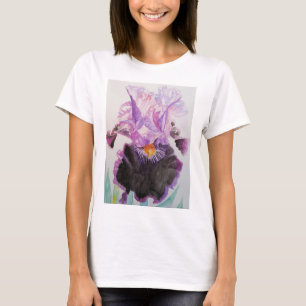 Lila Iris Wasserfarbene Malerei Kunst T Shirt