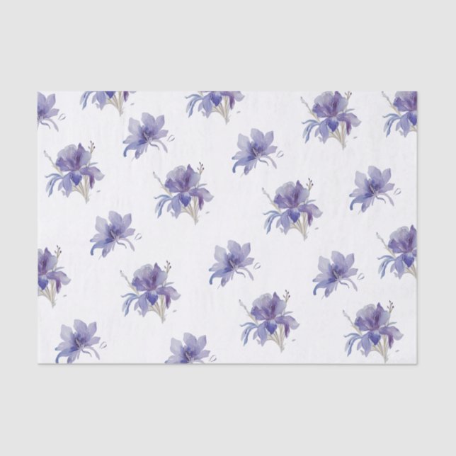 Lila Iris Watercolor-Hochzeit Seidenpapier (Vorderseite)