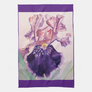 Lila Iris Watercolor Lavendel Blume Te Geschirrtuch