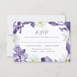 Lila Iris White Daisy Botanical Meetings RSVP Karte