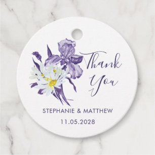 Lila Iris White Daisy Botanical Wedding Danke Geschenkanhänger