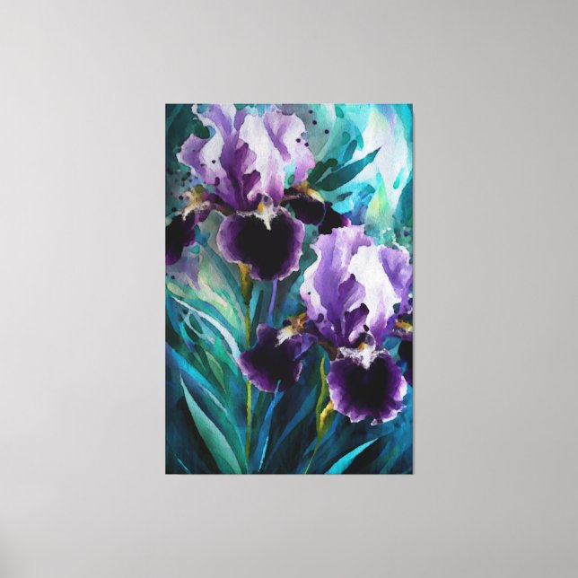 *~* Lila Irische Blume Künstlerisch Iris Painting  Leinwanddruck (Vorderseite)