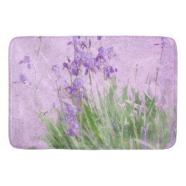 Lila Irises Watercolor Bath Mat Badematte