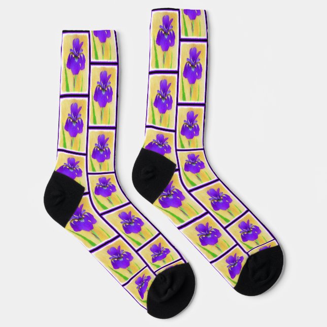 Lila Irisgemälde Original Blume Kunst Socken (Rechts)