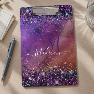Lila irisierender, gebürsteter Metall-Glitter-Mono Klemmbrett