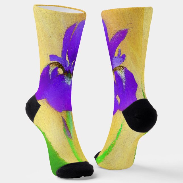Lila Irislackierung - Original Blume Kunst Socken (Gewinkelt)