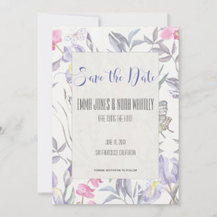 Lila IrisWatercolor, der Save the Date Karte